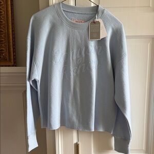 Canyon Ranch Light Blue Embroidered Crewneck League Sweatshirt NWT